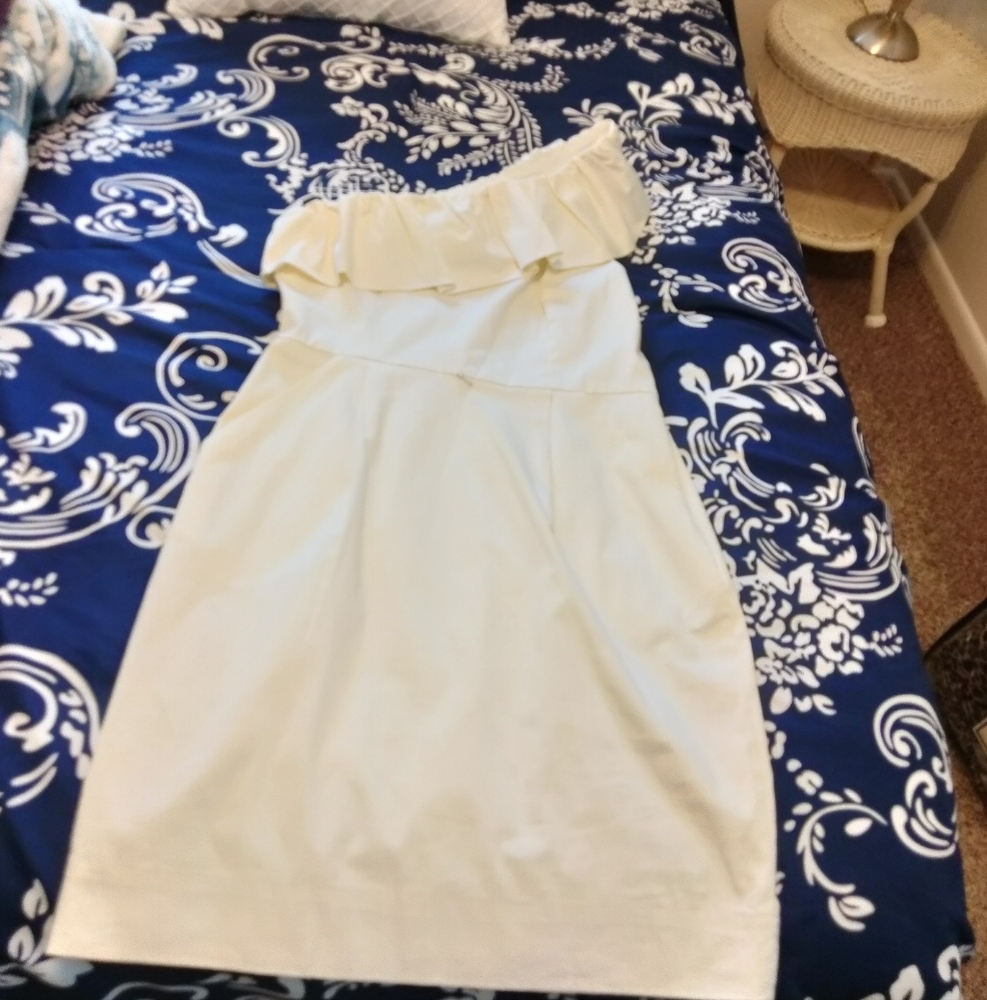 New Directions Cream One Shoulder Dress